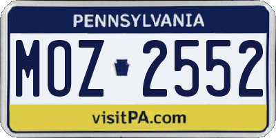 PA license plate MOZ2552
