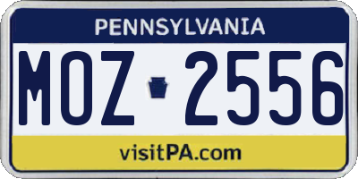 PA license plate MOZ2556