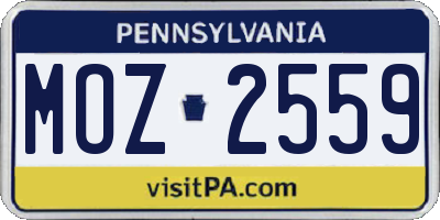 PA license plate MOZ2559