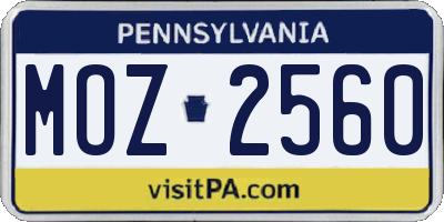 PA license plate MOZ2560