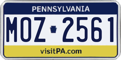 PA license plate MOZ2561