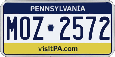PA license plate MOZ2572