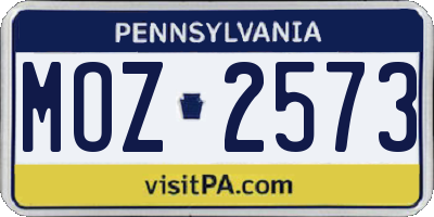 PA license plate MOZ2573