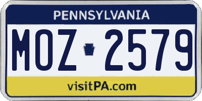 PA license plate MOZ2579