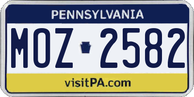 PA license plate MOZ2582