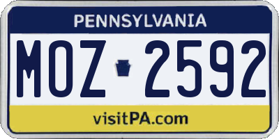 PA license plate MOZ2592