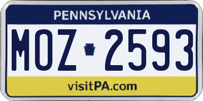PA license plate MOZ2593