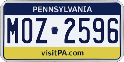 PA license plate MOZ2596