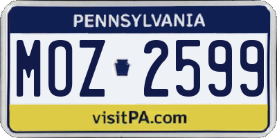 PA license plate MOZ2599