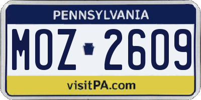 PA license plate MOZ2609