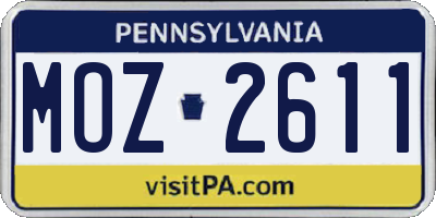 PA license plate MOZ2611
