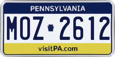 PA license plate MOZ2612