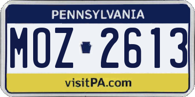 PA license plate MOZ2613