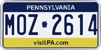 PA license plate MOZ2614