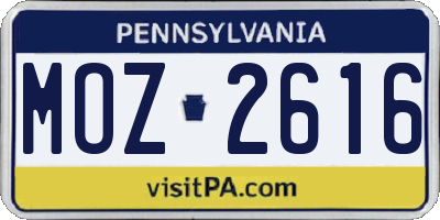 PA license plate MOZ2616