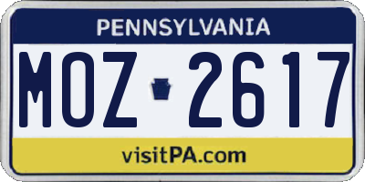 PA license plate MOZ2617
