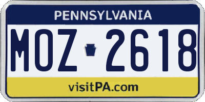 PA license plate MOZ2618