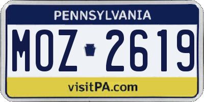 PA license plate MOZ2619