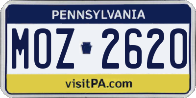 PA license plate MOZ2620