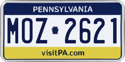 PA license plate MOZ2621