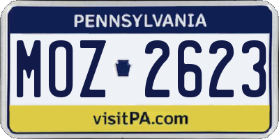 PA license plate MOZ2623