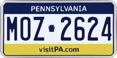 PA license plate MOZ2624