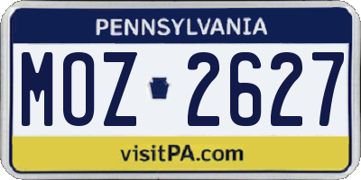 PA license plate MOZ2627