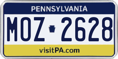 PA license plate MOZ2628