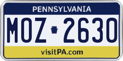 PA license plate MOZ2630