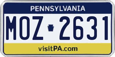 PA license plate MOZ2631