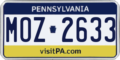 PA license plate MOZ2633