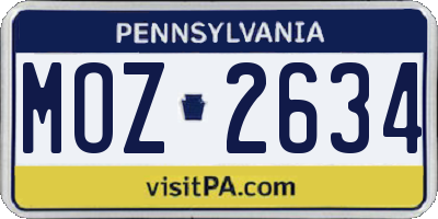 PA license plate MOZ2634