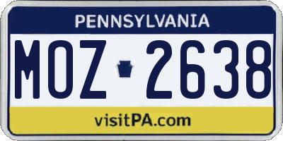 PA license plate MOZ2638