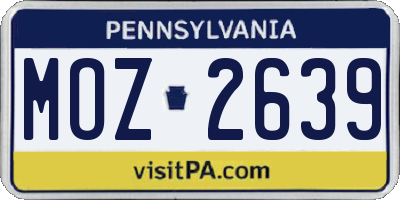 PA license plate MOZ2639