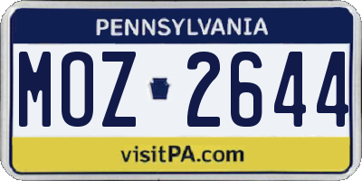 PA license plate MOZ2644