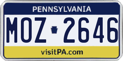 PA license plate MOZ2646