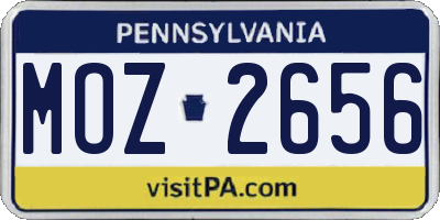 PA license plate MOZ2656