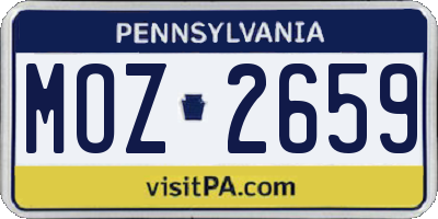 PA license plate MOZ2659