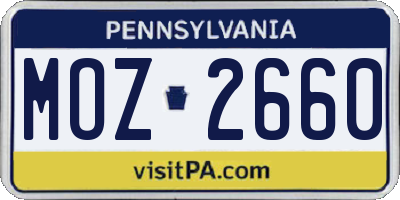 PA license plate MOZ2660