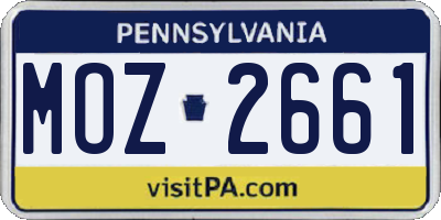 PA license plate MOZ2661