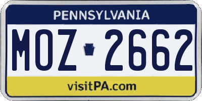 PA license plate MOZ2662