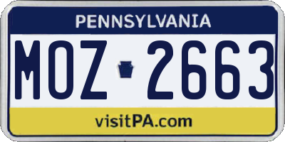 PA license plate MOZ2663
