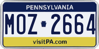PA license plate MOZ2664