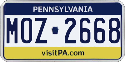 PA license plate MOZ2668