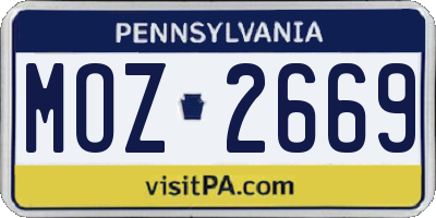 PA license plate MOZ2669