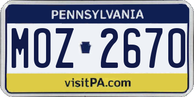 PA license plate MOZ2670