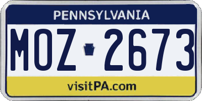 PA license plate MOZ2673