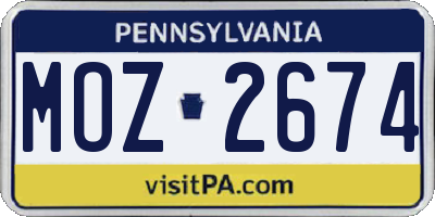 PA license plate MOZ2674