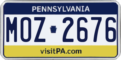 PA license plate MOZ2676