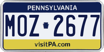 PA license plate MOZ2677
